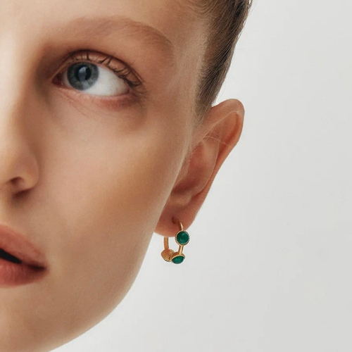 Серьги-кликеры КОЛТ позолота с хризопразами