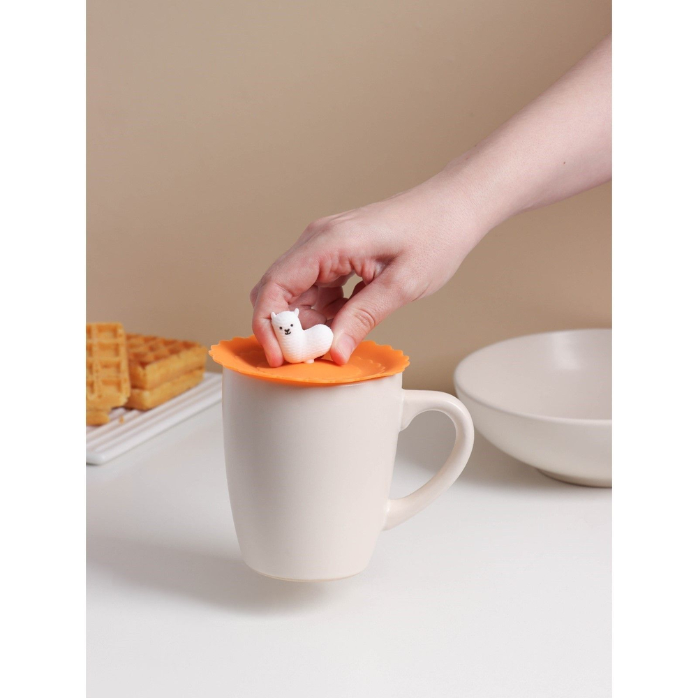 Оранжевая силиконовая крышка-непроливайка «Лама» (диаметр 10 см)