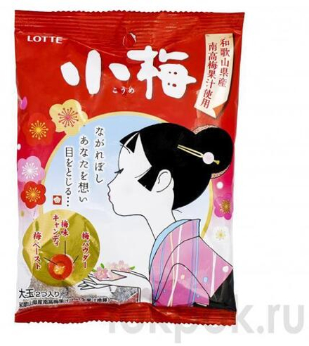 Жевательное драже со вкусом сливы Lotte, 68 гр