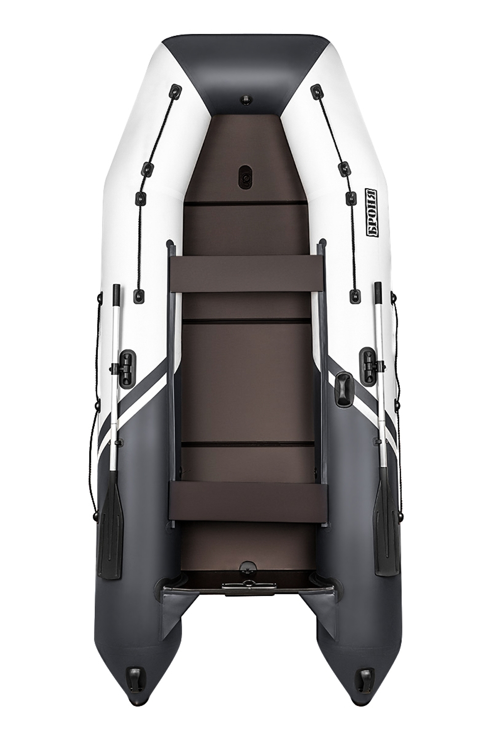 Броня-360 СК слань+киль белый-черный (Лодка ПВХ под мотор с усилением)