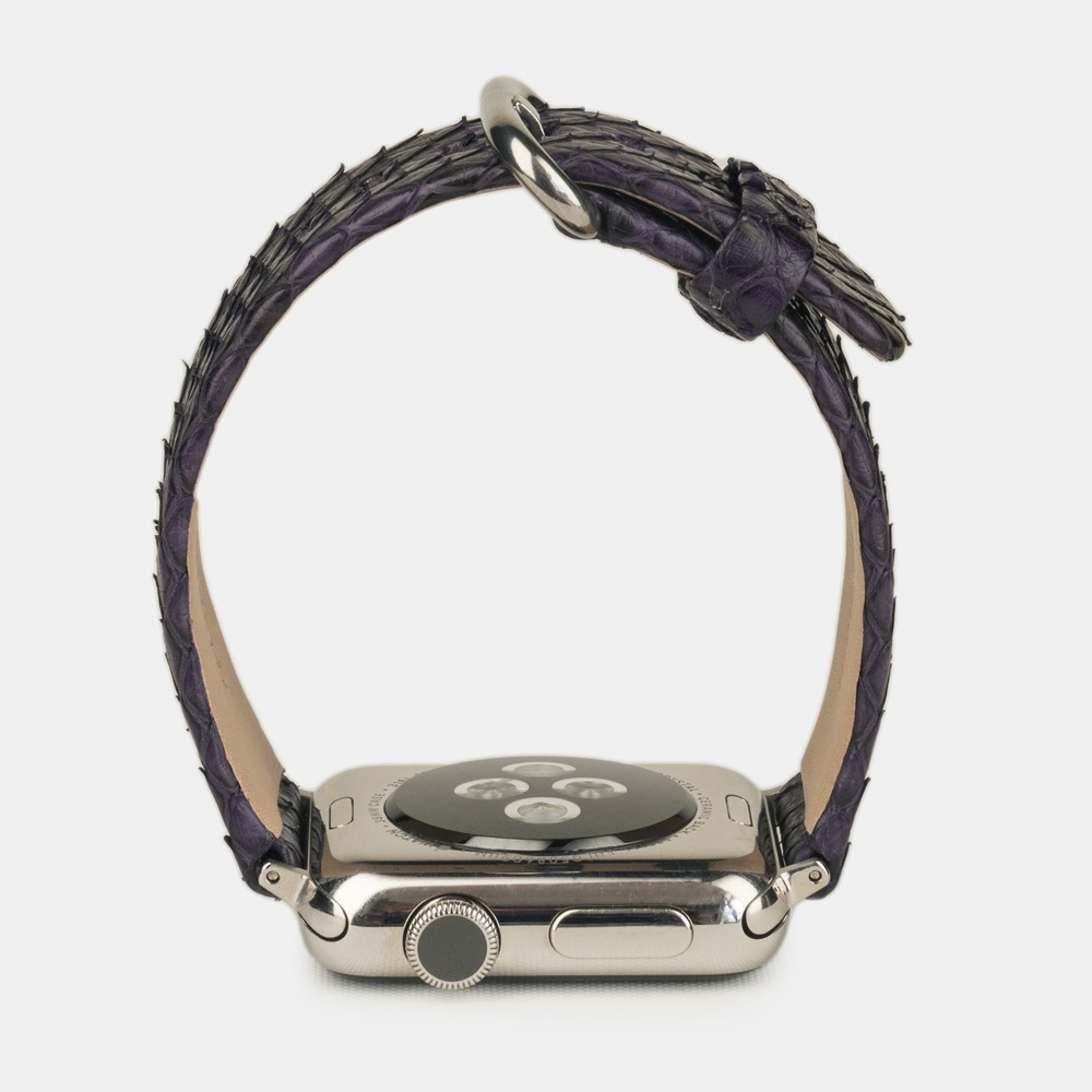 Ремешок для Apple Watch 44/45/46 mm из кожи питона, фиолетового цвета