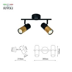 Светильник настенно-потолочный спот Rivoli Belladonna 7073-702 2 х GU10 15 Вт поворотный | Rivoli