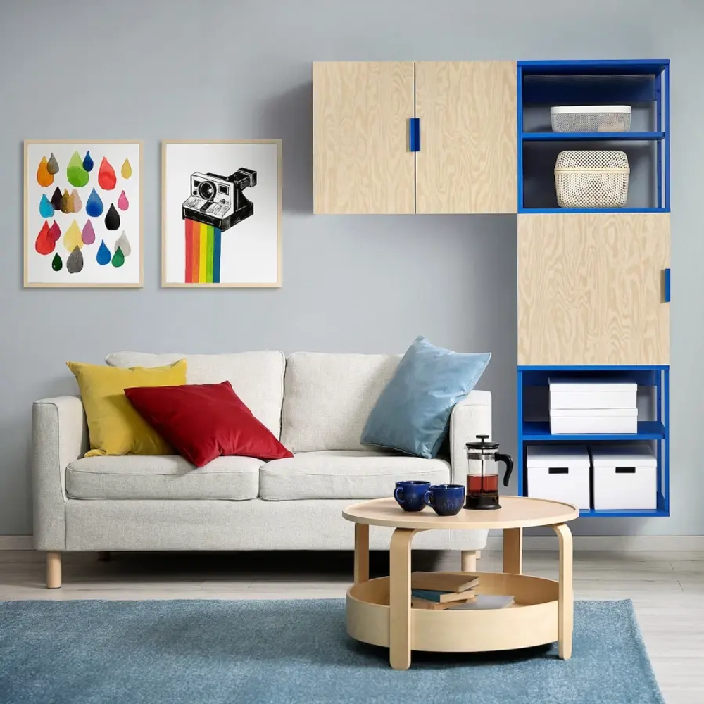 Стеллаж - IKEA PLATSA, 140х42х182 см, белый/синий, ПЛАТСА ИКЕА