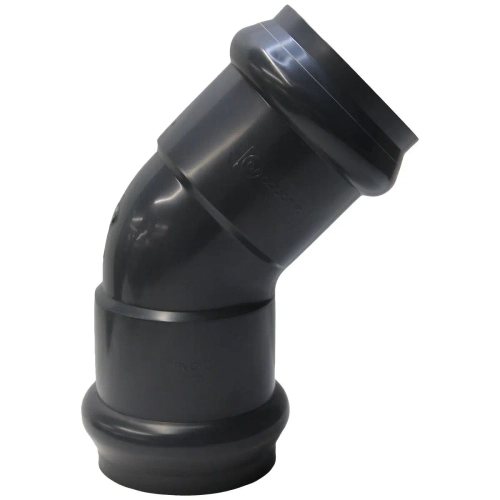 Отвод напорный НПВХ 125 двухраструбный под уплотнительное кольцо, цвет серый (Россия)