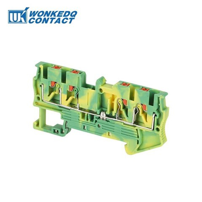 Клемма 4-проводная проходная 0.5-2,5мм2 на DIN рейку JPT 2.5- QU-PE Push-in желто-зеленая 800V/31A  3209594WE