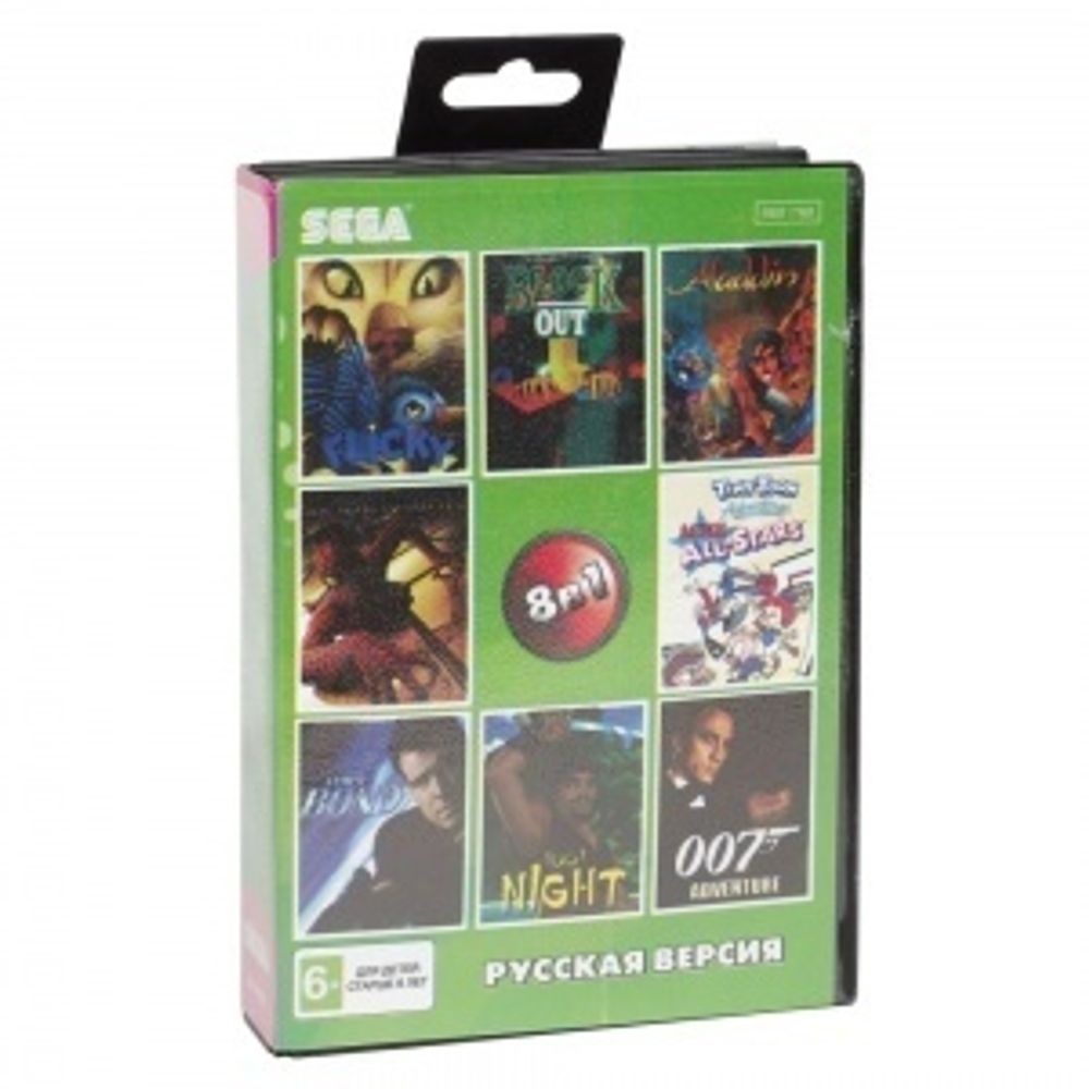16 bit картридж 8 в 1 SEGA / картридж для Сеги 16 бит