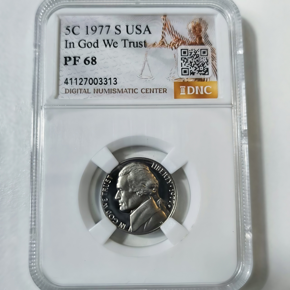 Монета США 5 центов 1977 год "Jefferson Nickel (Джефферсон)"