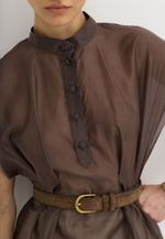 Блуза со складками, шоколадная