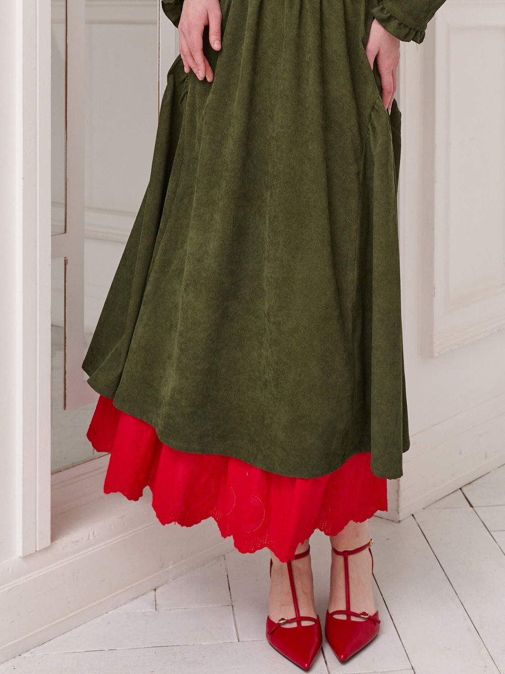 Юбка бохо вельветовая миди