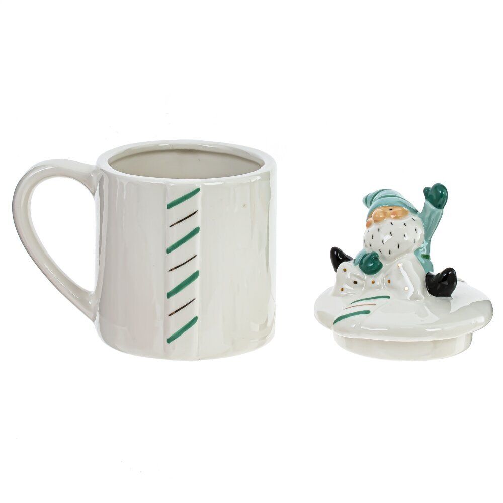 GAEM Кружка с крышкой "Гном: Праздничный Хранитель", 330 мл, L12 W9 H15 см