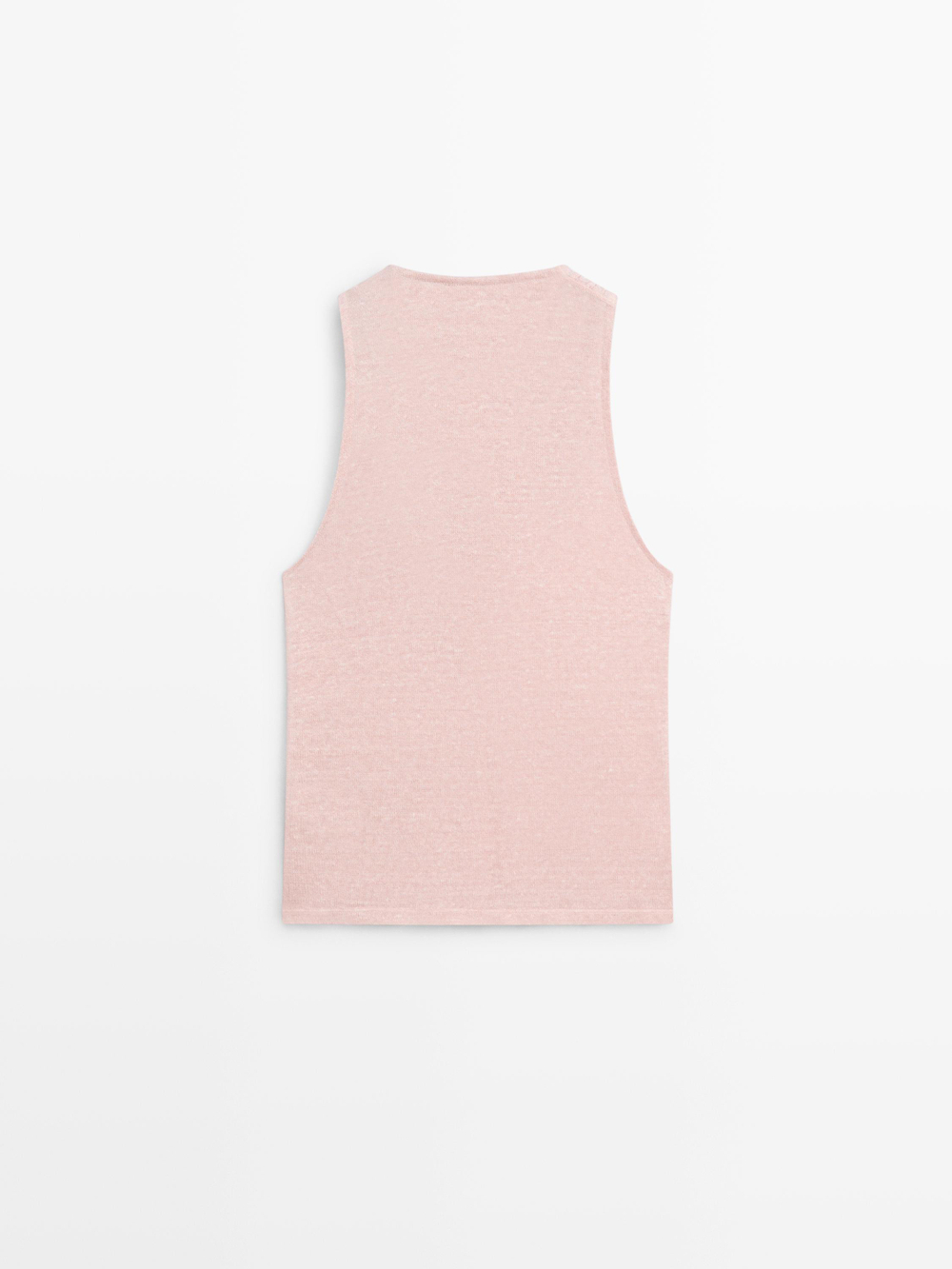 Massimo Dutti Топ из смесового льна на запáхе, светло-розовый