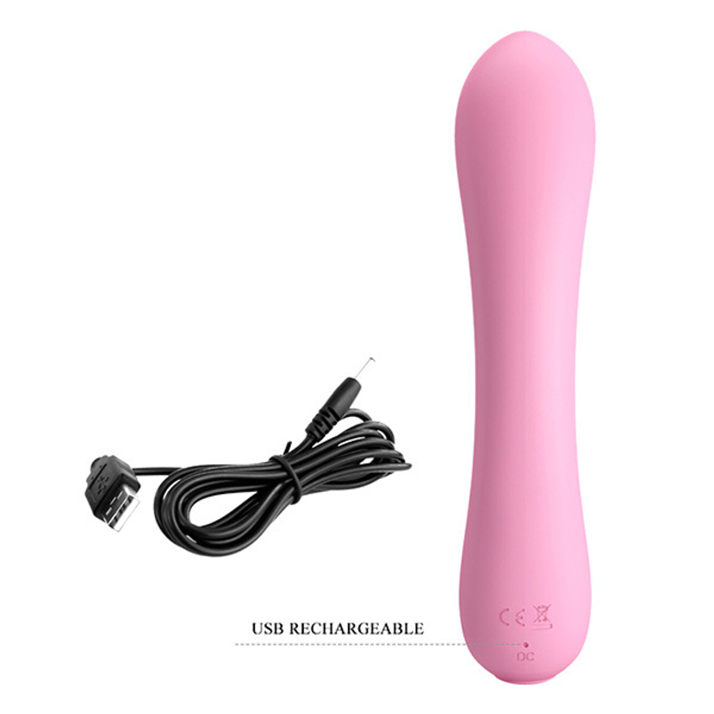 Нежно-розовый изогнутый вибратор 19см Pretty Love Matt BI-014667