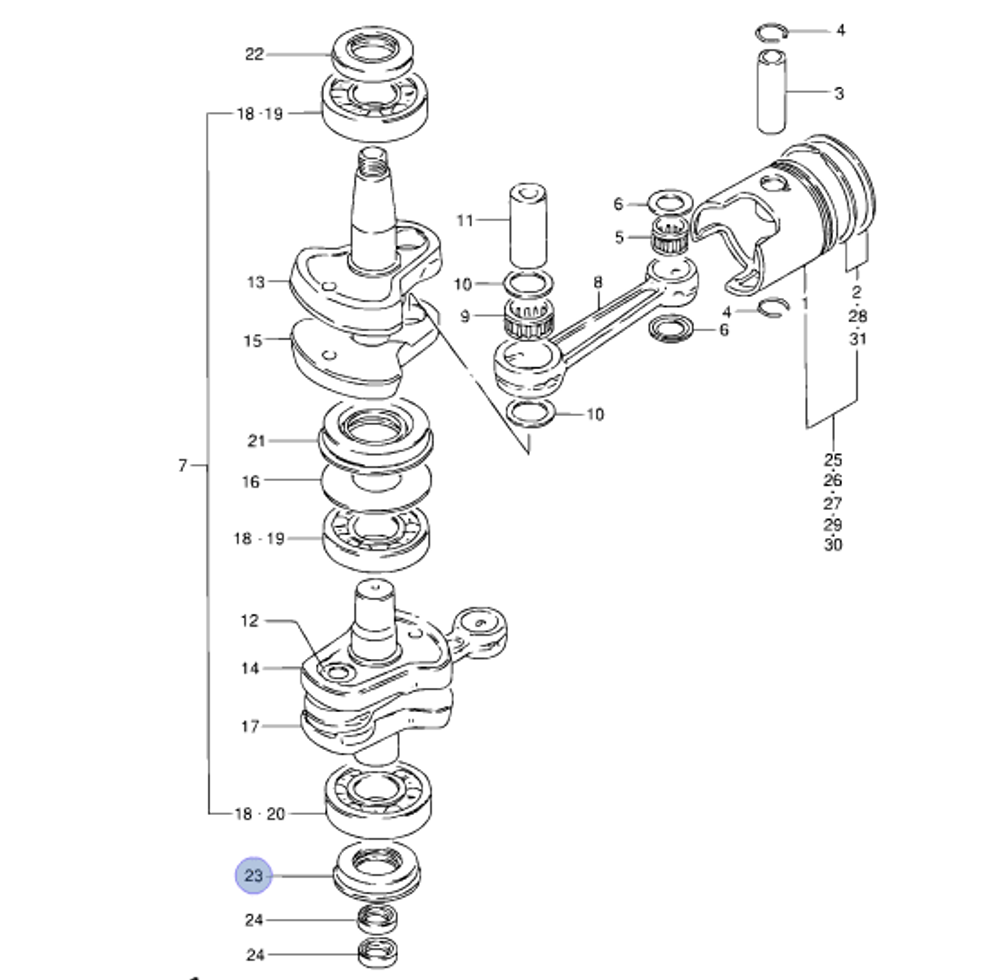 Сальник коленчатого вала для лодочных моторов DT20/DT25