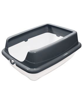 Туалет для кошек прямоугольный с высоким бортом "Пушок", белый/серый, 455*350*190мм