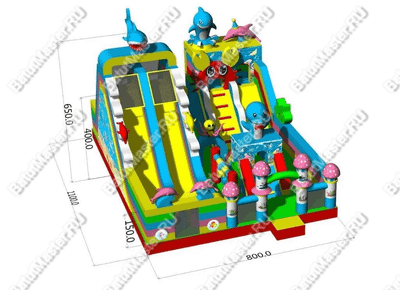 Коммерческий надувной батут "В глубинах моря" 11*8*6,5 м