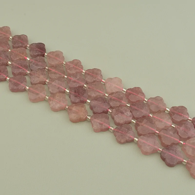 Нитка Клубничный кварц 40 см. (Без замка) - Малиновая