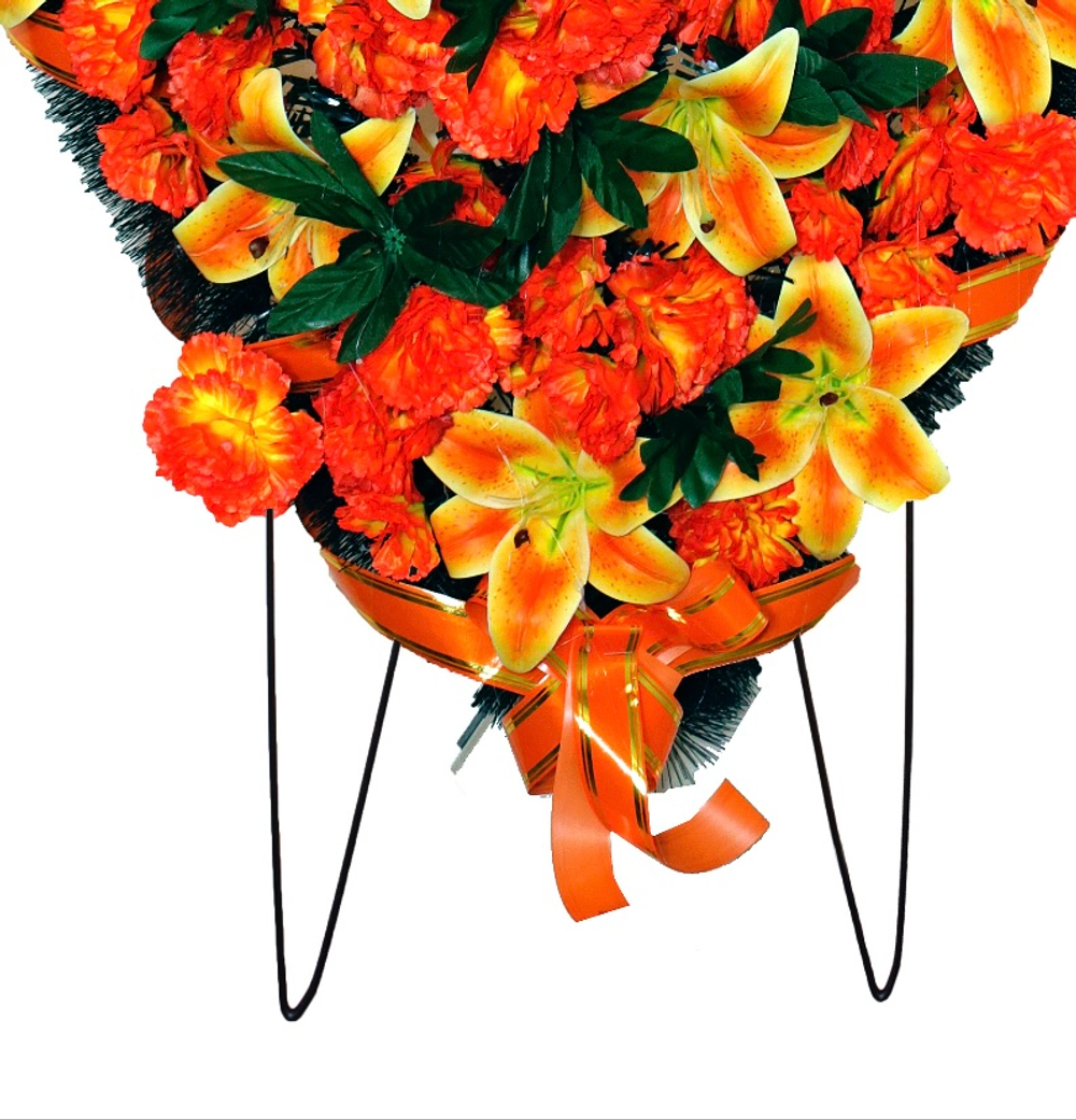 Венок ритуальный Оранжевый вальс 140 см
