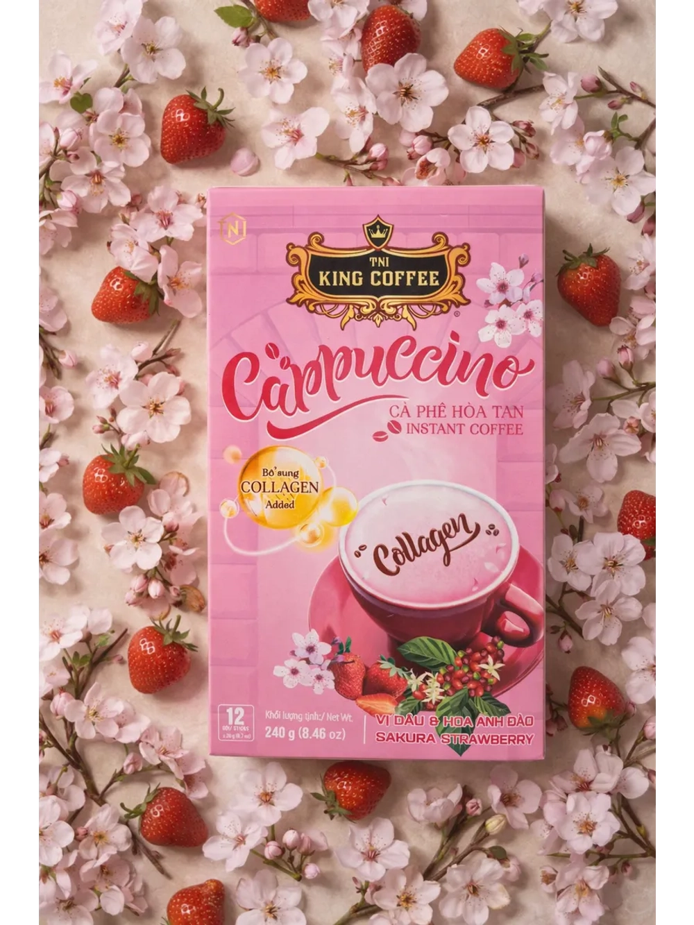 Кофе растворимый вьетнамский со вкусом сакура-клубника, 240г