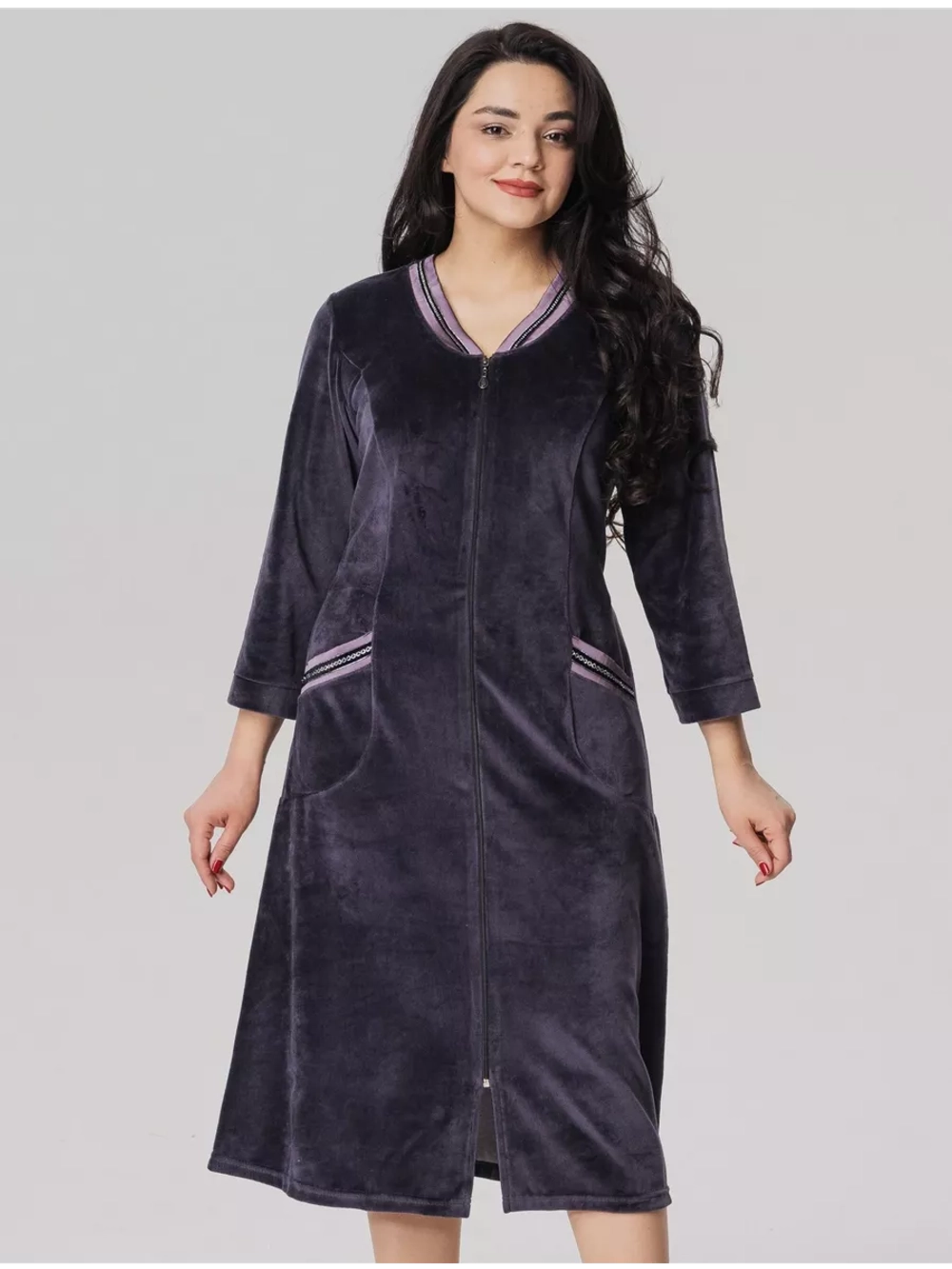 Халат велюровый длинный.Турция большие размеры