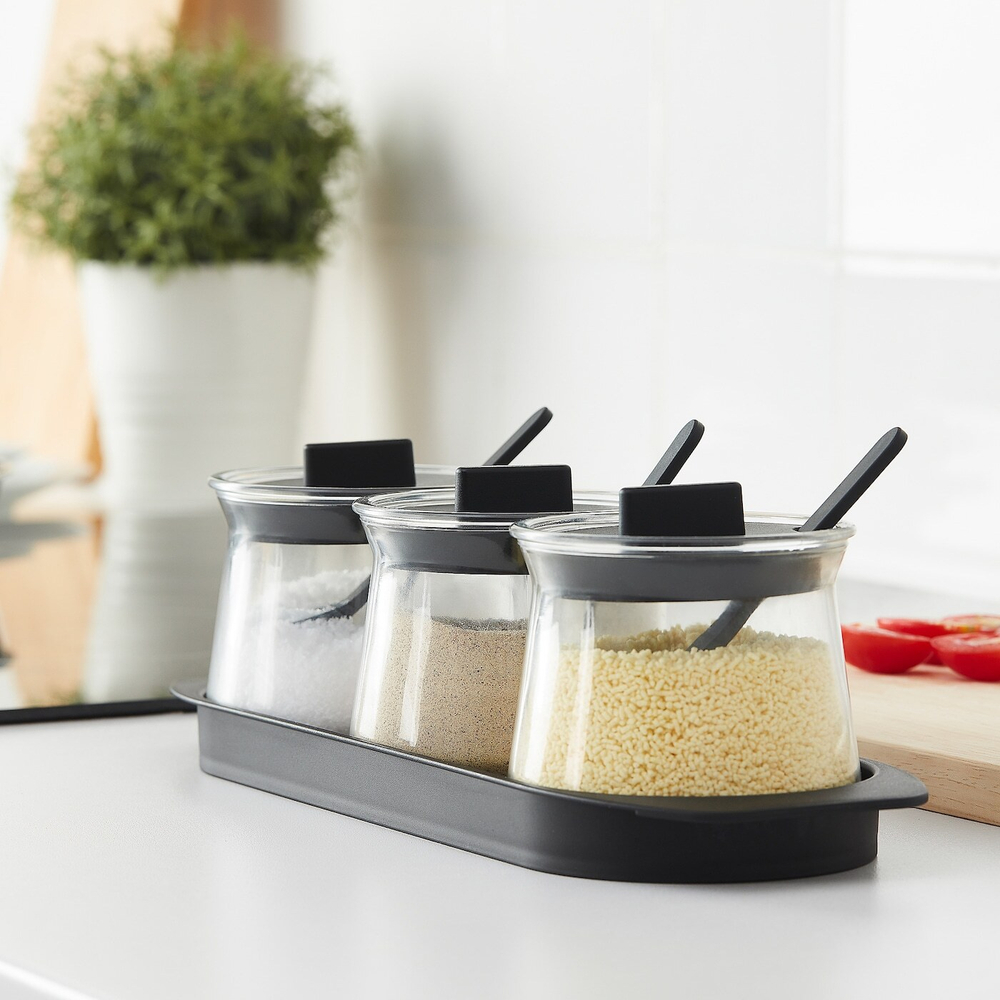 Набор стеклянных баночек для специй IKEA CELEBRERA (СЕЛЕБРЕРА), 3 шт