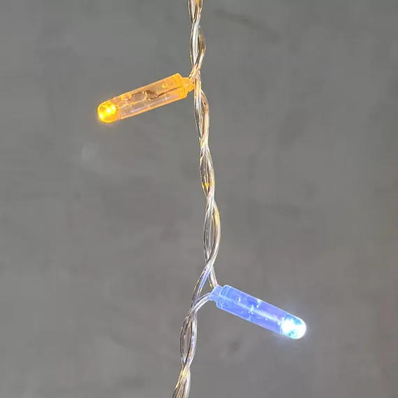 Светодиодная бахрома с колпачком 4,9 x 0,5 м желтая с мерцанием белого диода 220В, 200 LED, провод прозрачный ПВХ, IP65 (PIL200BLWCAP-10-2Y)