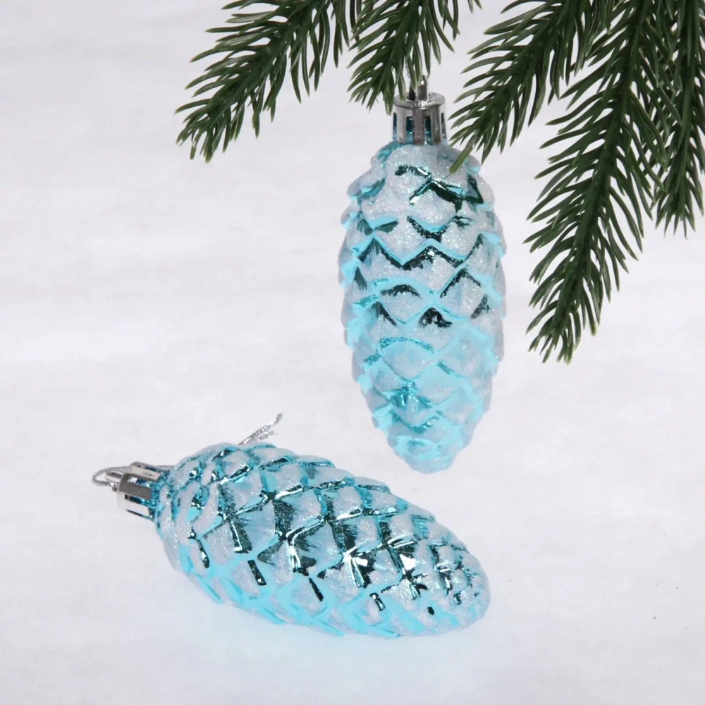 Ёлочные игрушки «Таинственное очарование» Шишки 9 см (набор 2шт), голубой