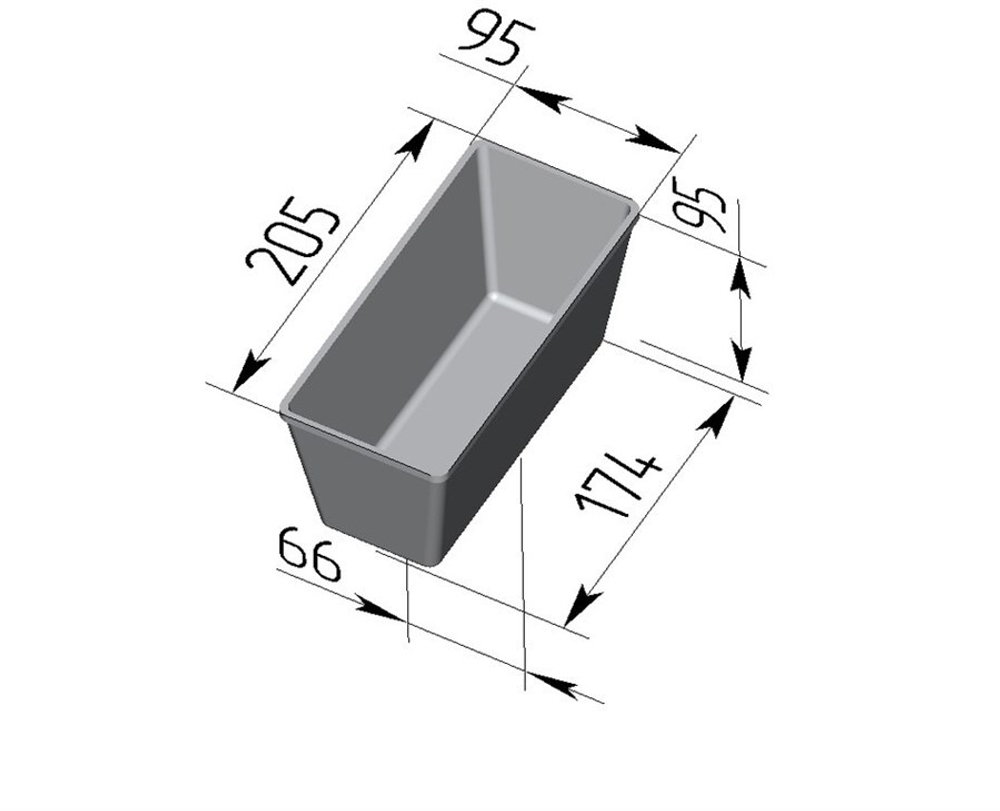 Форма для выпечки хлеба Л-10-2 (205х95х95 мм)