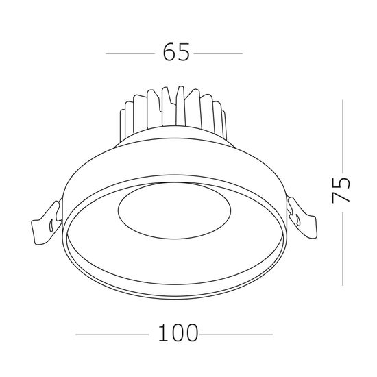 ST751.538.10 Св-к встр. Белый LED 1*10W 3000K 750Lm Ra>90 38° IP20 D100xH75 170-240V Встраиваемые светильники
