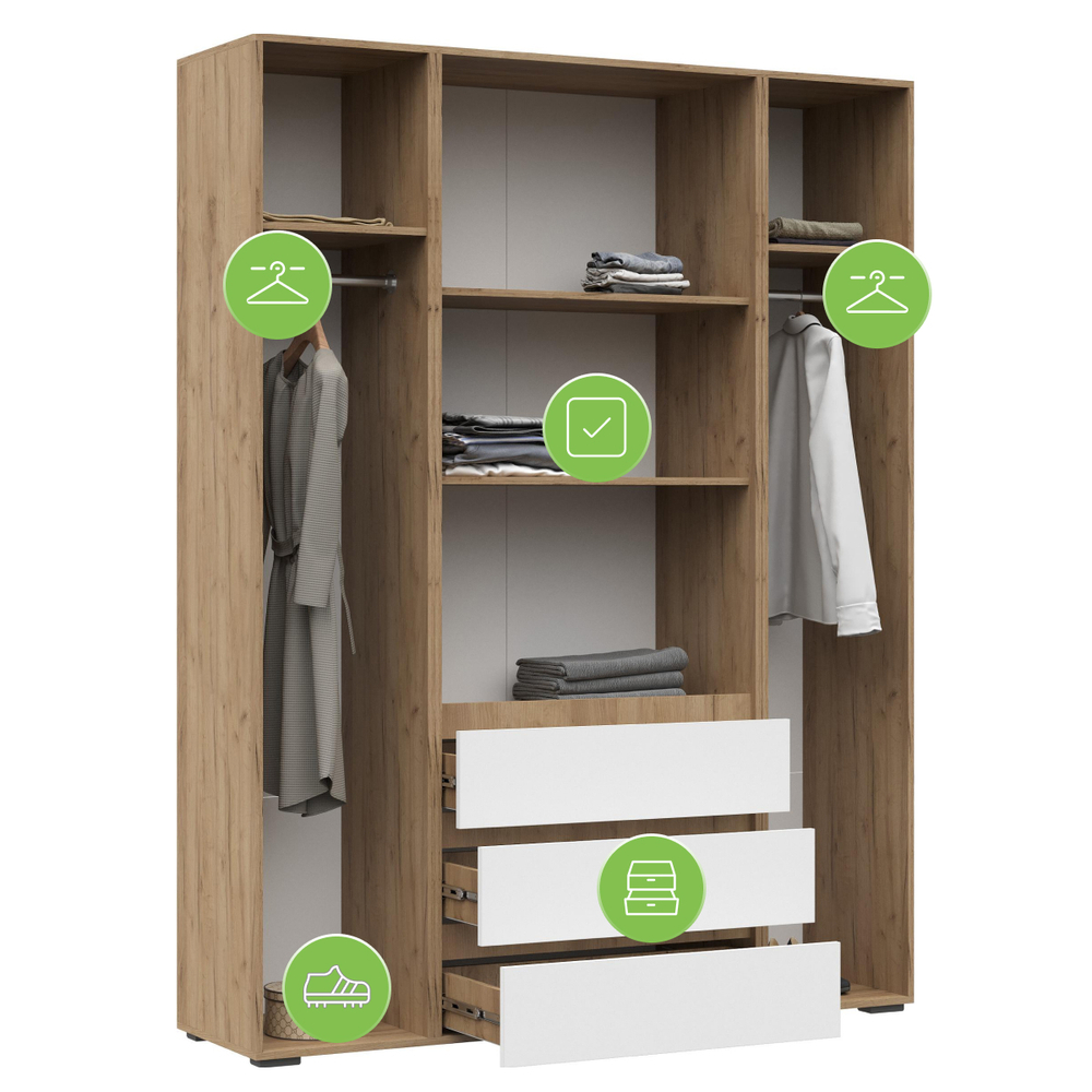 Шкаф Woodville Элла ШК 05 белый, дуб крафт золото