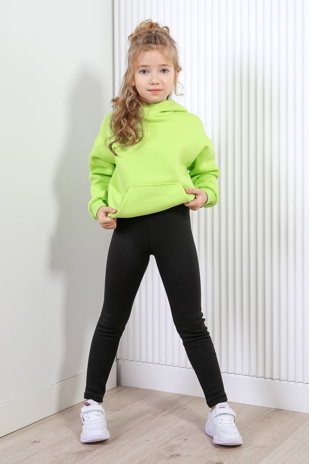 Брюки для девочки Легинсы утепл-3 Виотекс ЧЁРНЫЙ