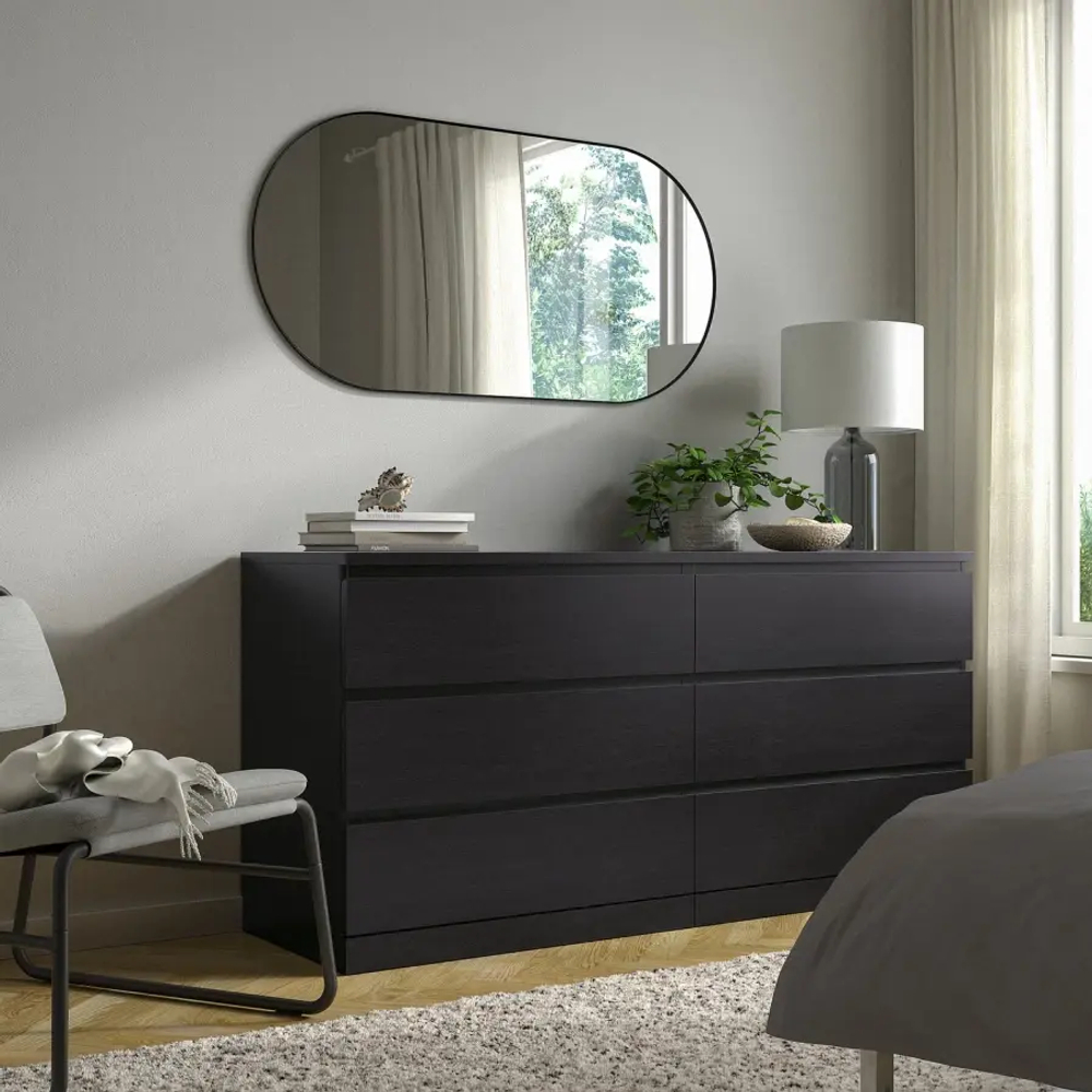 Комод с 6 ящиками - IKEA MALM, 160x78х48 см, черно-коричневый МАЛЬМ ИКЕА