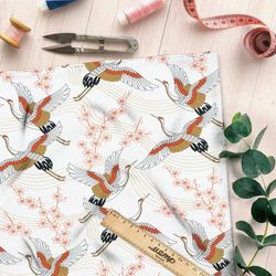 Ткань сатин летящие журавли