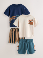 Футболка и шорты в комплекте для мальчика Next E63-589, 2 шт., Синий, Бежевый