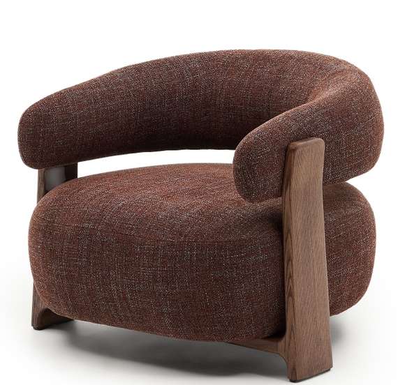 Кресло Granite на 3 ножках, коричневый шенилл, массив ясеня в цвете орех