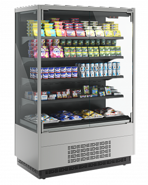 Витрина холодильная Carboma Cube 2 FC20-07 VM 1,3-1 0300 LIGHT фронт X0 бок металл (версия 2.0) (9006-9005)