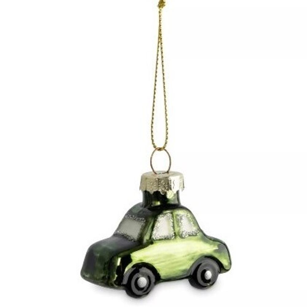 Елочное украшение машина зеленая стекло 5 см