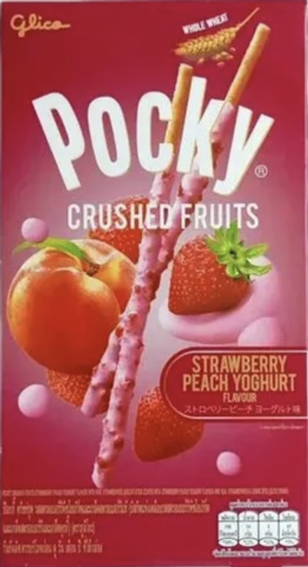 Pocky бисквитные палочки со вкусом клубники и персика в йогурте