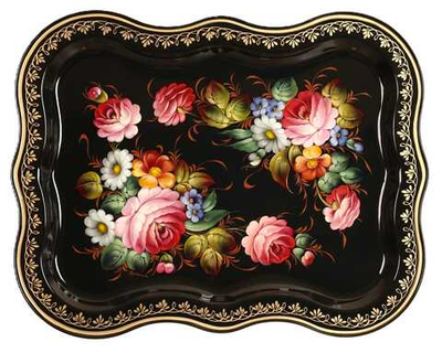 Жостовский поднос декоративный, размер 51х40 см (A25), металлический