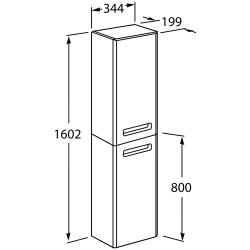 Пенал подвесной Roca The Gap 34x160 виноград (правый) ZRU9302746 схема