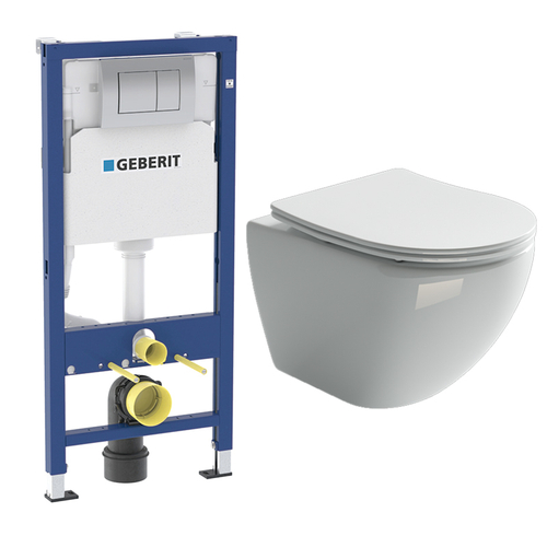 Комплект подвесной безободковый унитаз Ceramica Nova Metropol Rimless с крышкой-сиденьем CN4002 + инсталляция Geberit Delta 458.163.21.1 с панелью смыва, хром глянцевый