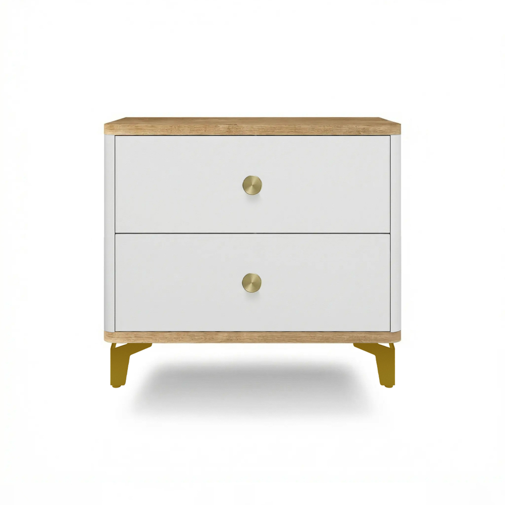 Тумба прикроватная на ножках с ящиками ROYAL 5303 эко (Дуб Кантри-Золото-р.золото)