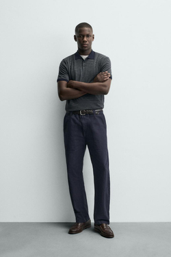 ZARA ПОЛО ИЗ ТРИКОТАЖА КЛАССИЧЕСКОГО КРОЯ, ПОЛОСКИ