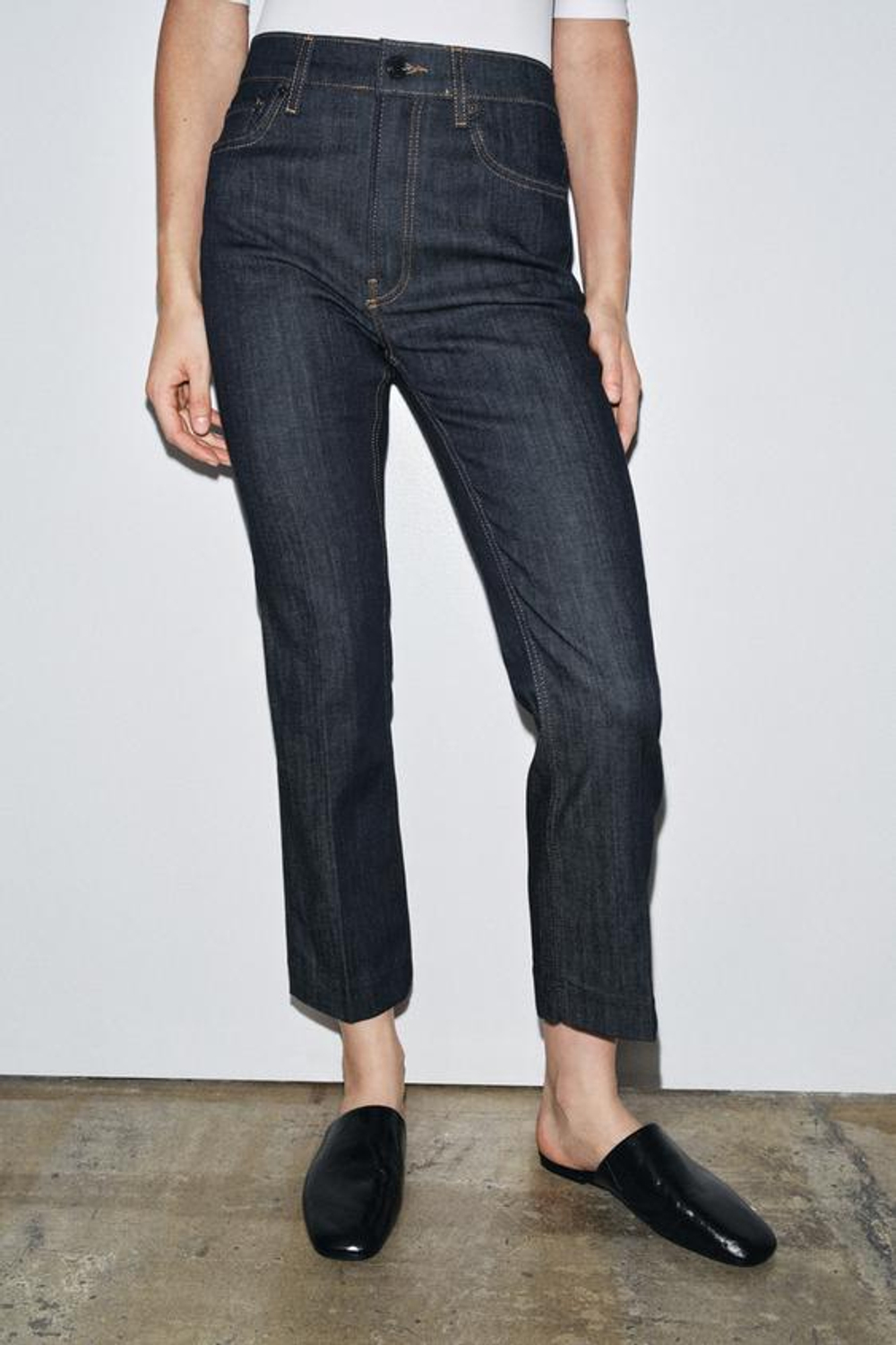 ZARA ДЖИНСЫ BOOTCUT СО СРЕДНЕЙ ПОСАДКОЙ — ZW COLLECTION, СИНИЙ