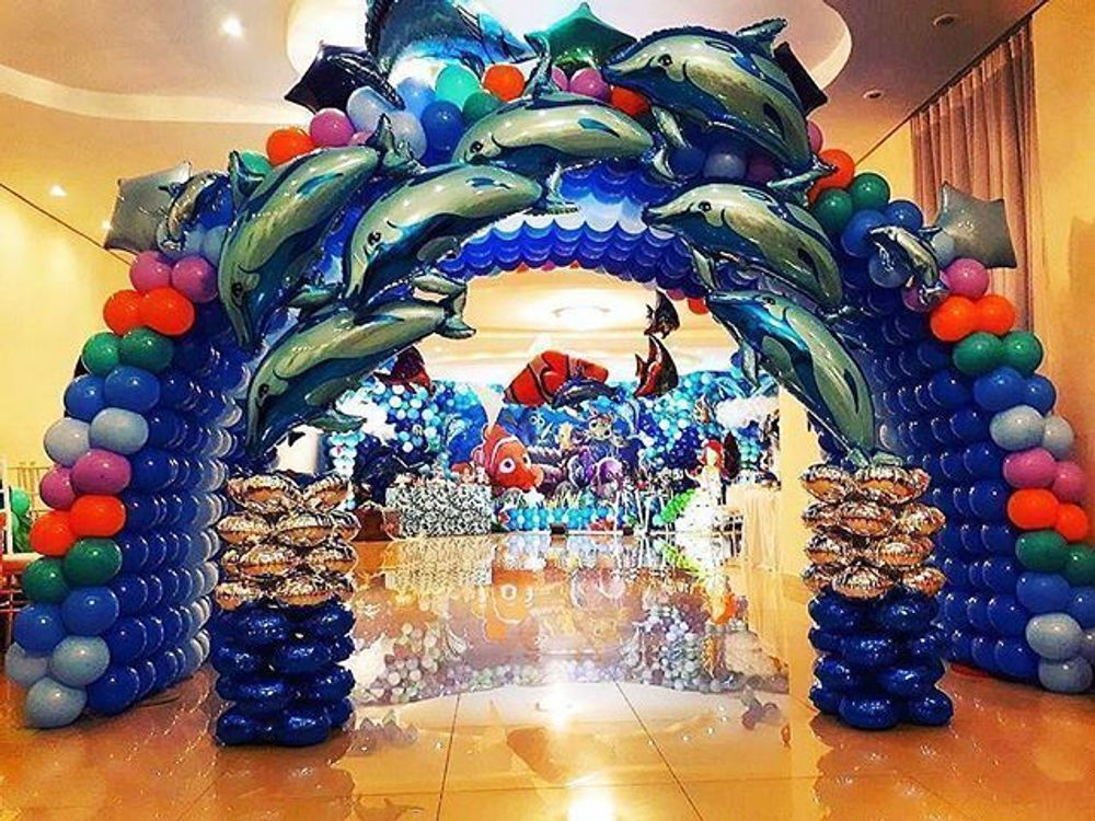 Шар (37"/94 см) Фигура, Дельфин фигурный, синий 1 шт.