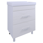 Тумба под раковину, 2 ящика, 600, коллекция (Мира, Cersanit Como, Основной, Белый снег, Молочный глянец)