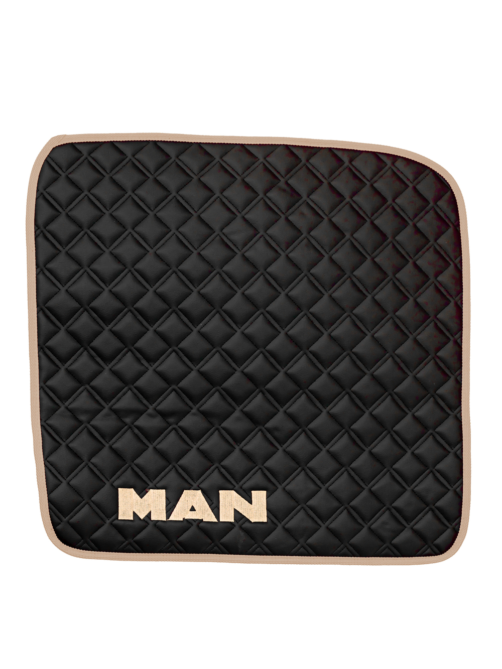 Ковры MAN TGX с 2-мя ящиками (автомат) (экокожа, черный, бежевый кант, бежевая вышивка)