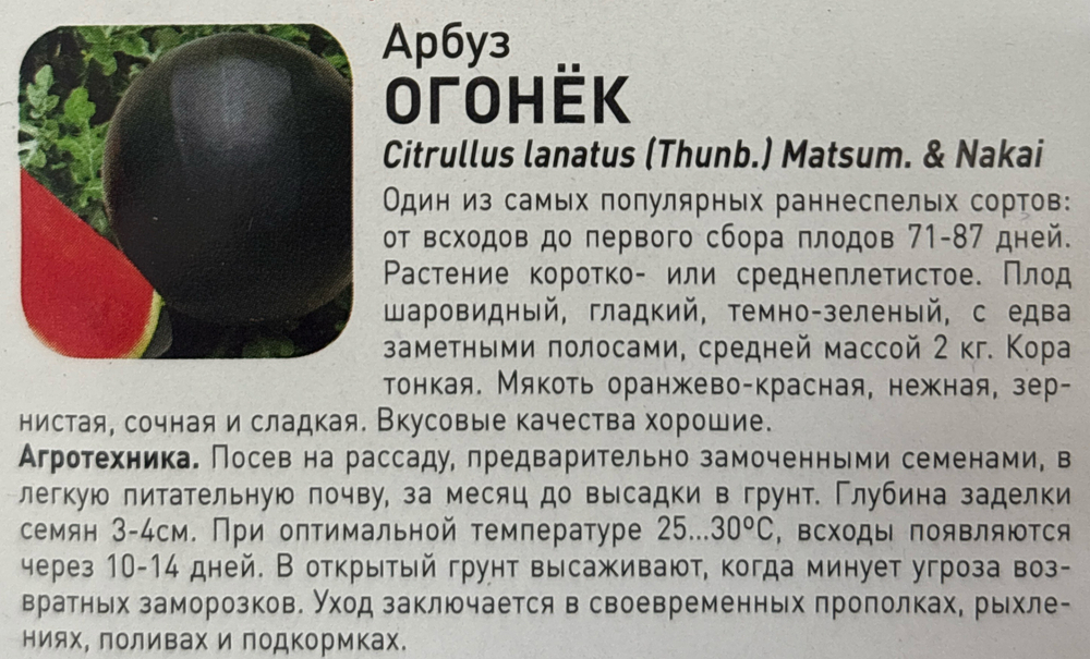 Арбуз Огонек 1 г СМЯ-