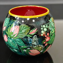 Вазочка для мелочей/диффузора с ручной росписью Палех "Розы"