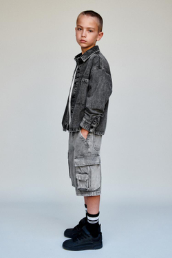 ZARA ДЖИНСОВАЯ КУРТКА-РУБАШКА С ВЫШИВКОЙ, ЧЕРНЫЙ