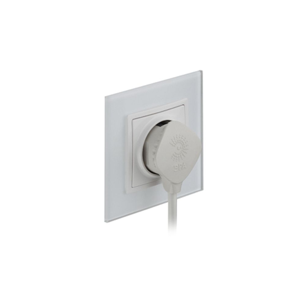 Вилка ЭРА V5 плоская c заземлением 16A прямой ввод белая